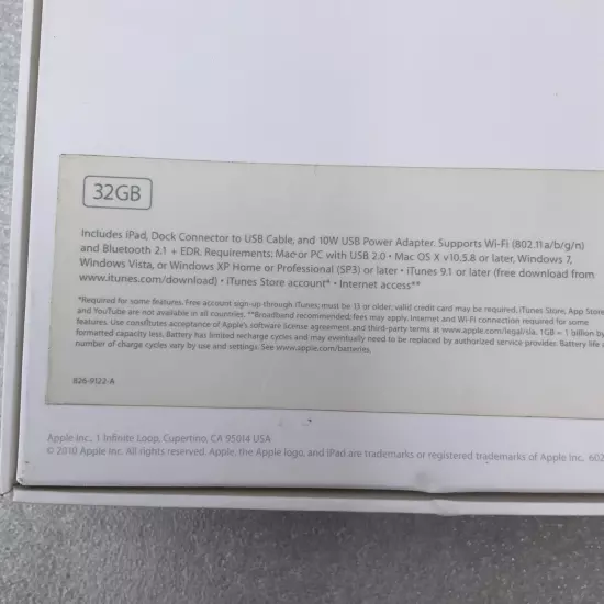 Empty Apple RETAIL BOX Original 2010 1st Apple iPad Inserts And Apple Decals