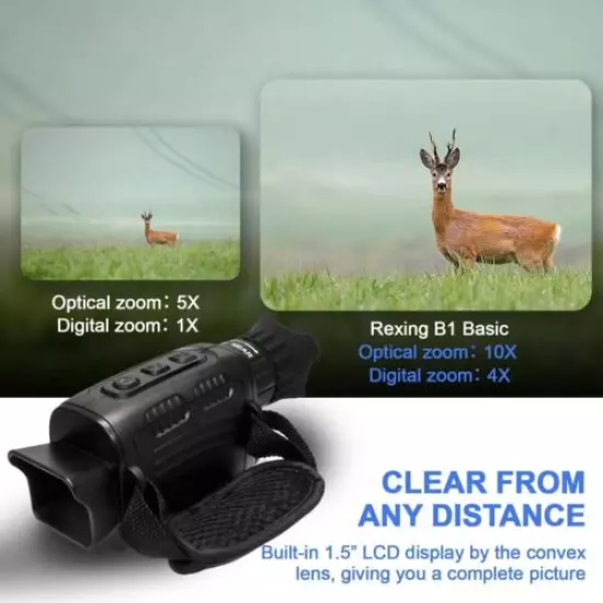 Rexing B1 Basic Night Vision Goggles/Monoculars w/1.5“ LCD Screen, Video Record