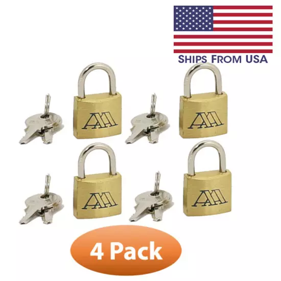 Solid Brass Luggage Padlock w/ Hardened Steel Shackle Keyed 3/4" inch 19mm