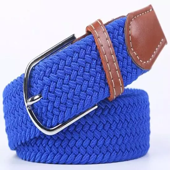 Mens Womens Belt Unisex Braided Elastic Stretch Fabric Enduring Woven Many Sizes