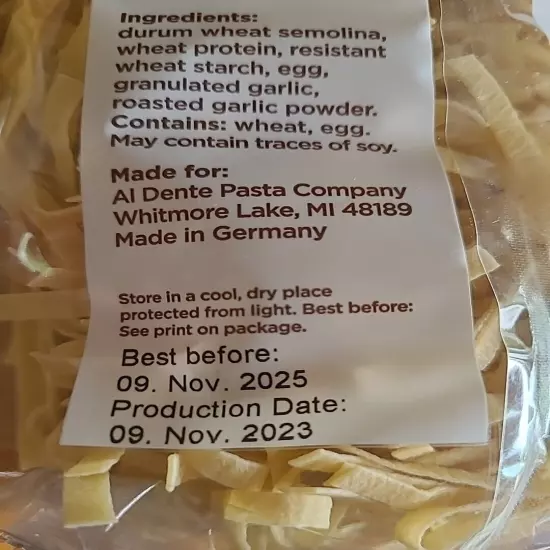 3 Bags Al Dente Pasta Carba-Nada Roasted Garlic Fettucine 10 oz Low Carb Noodles