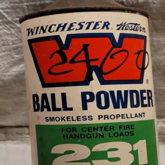 OLD WINCHESTER WESTERN BALL POWDER SMOKELESS PROPELLANT 231 TIN ORIGINAL LABEL