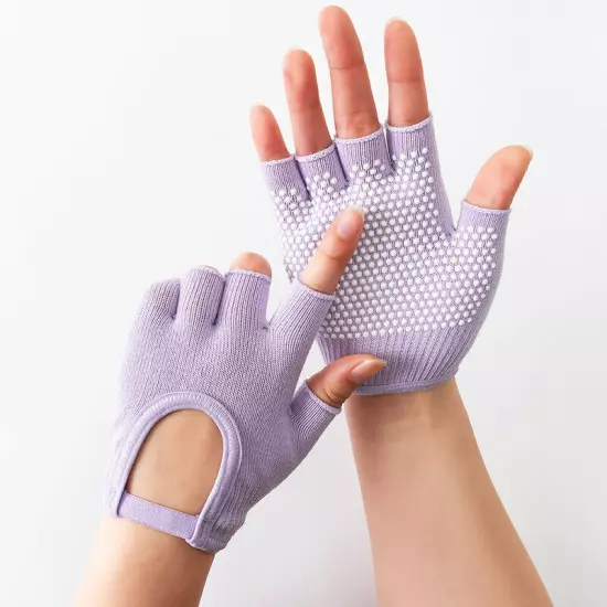 Pilates Yoga Non-Slip Grip Workout Gloves Weight Lifting Gym Half-Finger Mittens