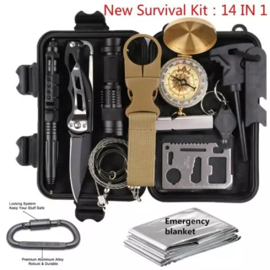 Multifunctional Folding Survival Axe & Emergency KIT Tactical Knife & Flashlight