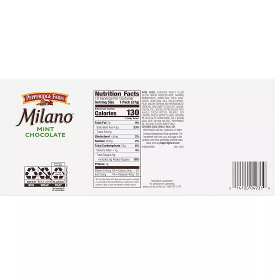 Milano Cookies, Mint, 10 Packs, 2 Cookies per Pack