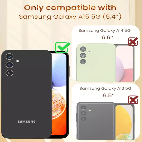 for Samsung Galaxy A15 5G Case, Screen Protector, 360° Rotatable Ring Holder Mag