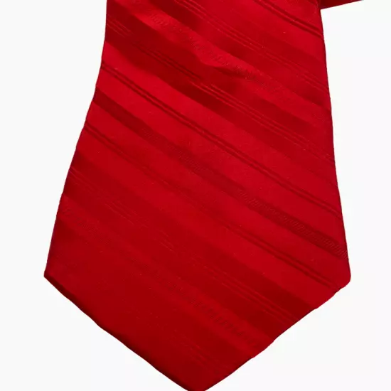 Croft & Barrow Red Striped Repp Regimental Silk Necktie Tie Men's 3.5" x 58"