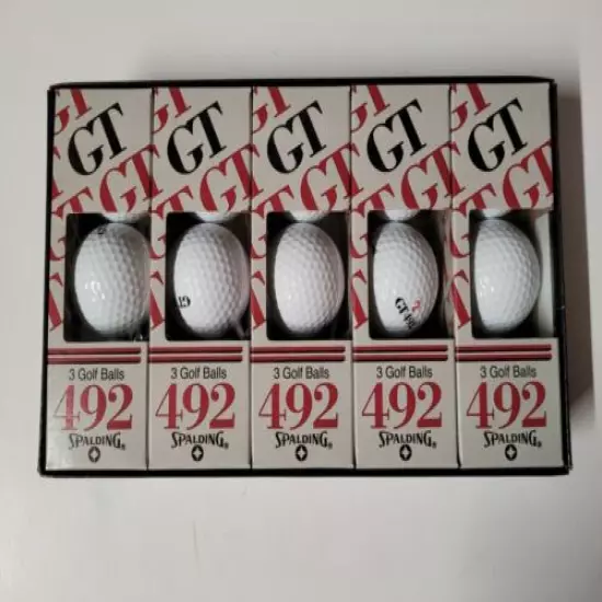 Vintage 5 Sleeves (Box) of SPALDING GT 492 GOLF BALLS - #1, 2, 3, 4, & 5 – NEW 