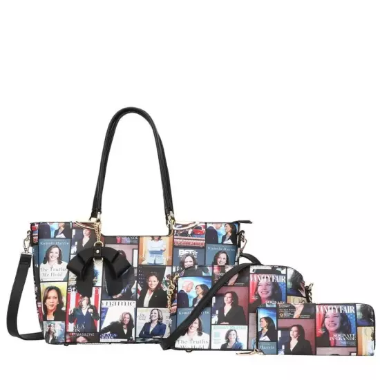 #HA-8604S-1 3in1 Kamala Harris Tote Set With Messenger Wallet