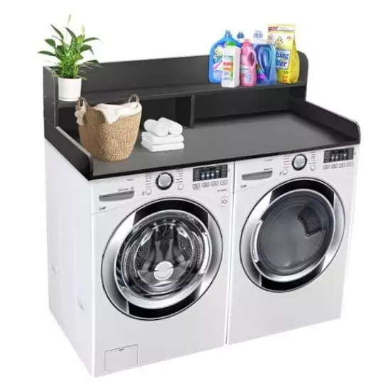  Laundry Countertop with Storage Universal Fit, Washer and Dryer Black