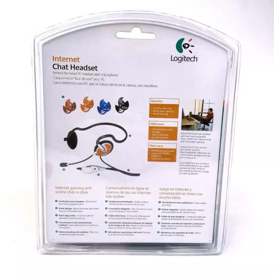 Logitech Internet Chat Headset Behind the Head Multicolored Computer New Sealed