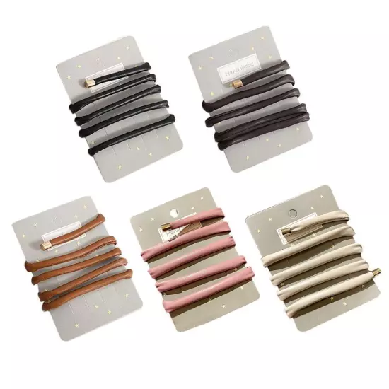 Women PU Leather Hair Ties Ponytail Holder Leather Hea F5T7 Wire Rope Hair 9CC8