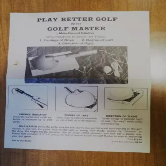 Vintage Golf Master Swing Trainer Maier & Hancock Industries N. Hollywood, CA.