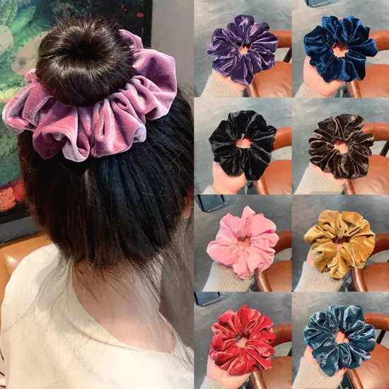 Oversized Velvet Scrunchies Women Solid Rubber Bands Ponytail Elastic Hair Ties