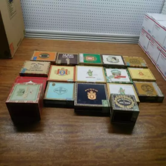 17 Classic Cigar Boxes ~ Some Wood ~ Only $10 each!