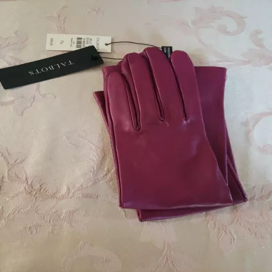 NWT Talbots Gloves 7 1/2 100% Leather Shell And 100% Silk Lining