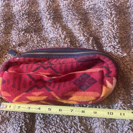 Pendleton Wool Leather Trim Aztec Southwest Make Up Unisex Toiletry Man Bag