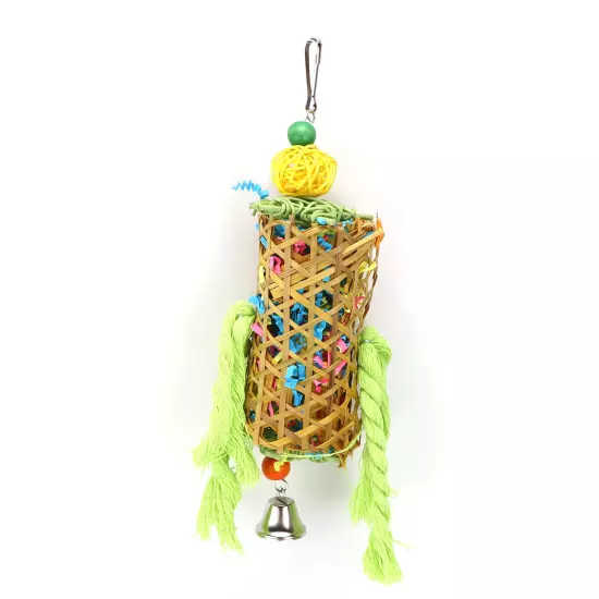 Bamboo Woven Bird Bite Toy Chew Training Paper Silk Cotton Rope Bird Hanging AD5