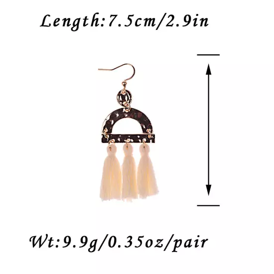 Fashion Women Bohemian Earrings Long Tassel Fringe Drop Dangle Ear Stud Jewelry