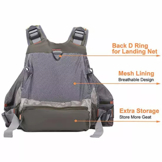 Maxcatch Fly Fishing Mesh Vest (Vest / Sling Pack / Backpack) Adjustable Size