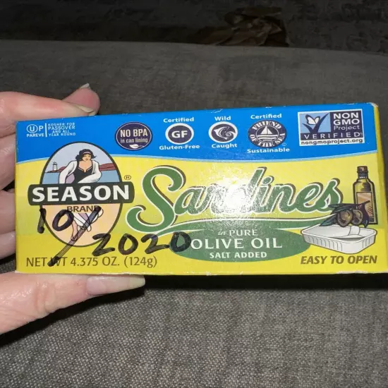 Season Sardines in 100% Pure Olive Oil - 4.375oz, Pack of 12