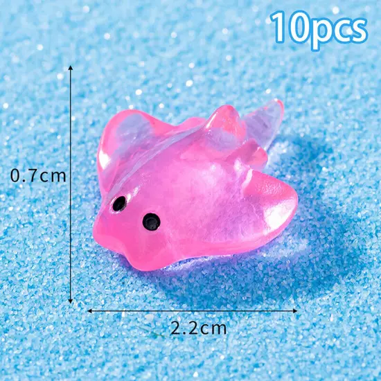 10Pcs Cartoon Mini Cute Manta Ray Mini Ornaments Aquarium Fish Tank Decoratio Sn