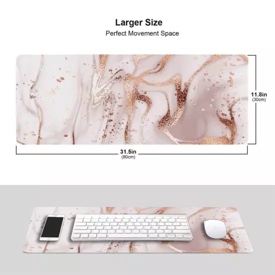 Rose Gold Marble Mouse Pad for Women and Girls Gaming XL Large Mousepad Cute ...