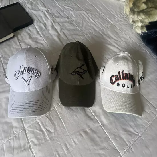 Lot of 3 Golf Hats Caps 2 Callaway White Redhead Green Dad Hat Adjustable