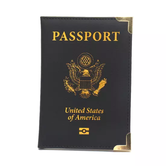 PU Leather Travel USA Passport Cover Passport Clip Thin Travel Document Case ↻