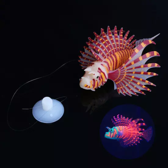 ⭐Artificial Glowing Lion Fish Luminous Fake Fish Aquarium Floating Glow In Da〕 □