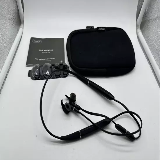 Jabra Evolve 65e Wireless Neckband Headset Headphones W/ Earbuds & Case