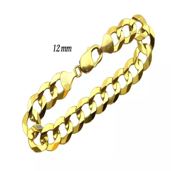 14k Solid Yellow Gold Cuban Link 3.5mm-12mm Chain Necklace Bracelet 7"-30"