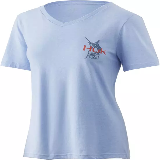 HUK Women's V Neck Tee | Ladies T-Shirt with UPF 30+ Sun Protection