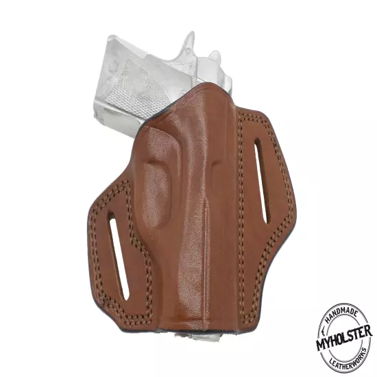 OWB Right Hand Open Top Leather Belt Holster Fits Kimber Micro 9