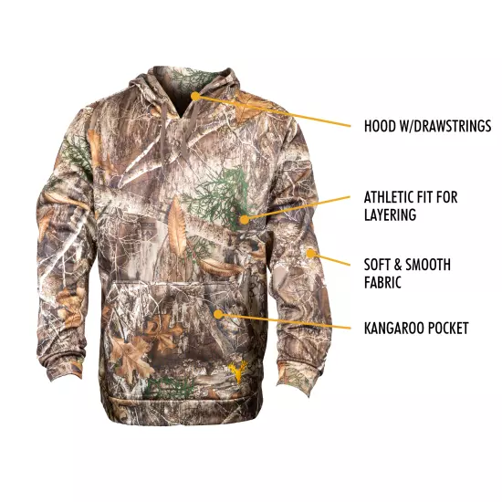 HOT SHOT Men's Camo Hunting Performance Fleece Hoodie