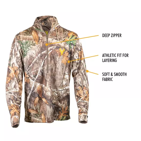 HOT SHOT Men's Camo 1/4 Zip Hunting Performance Shirt