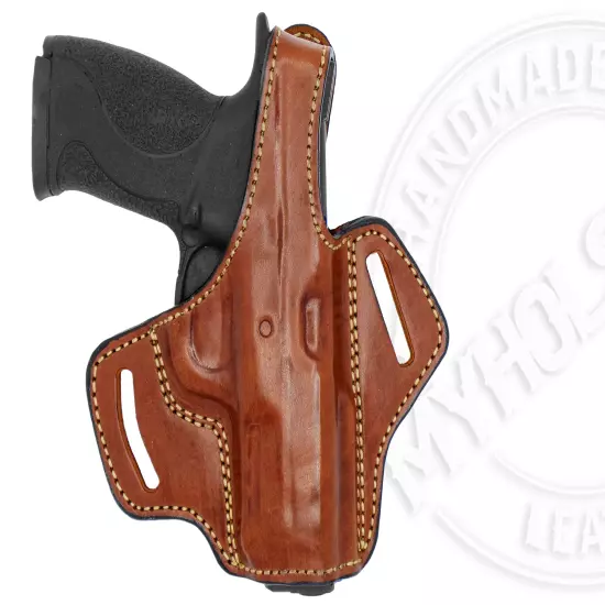 OWB Thumb Break Right Hand Leather Belt Holster Fits Smith & Wesson M&P .45