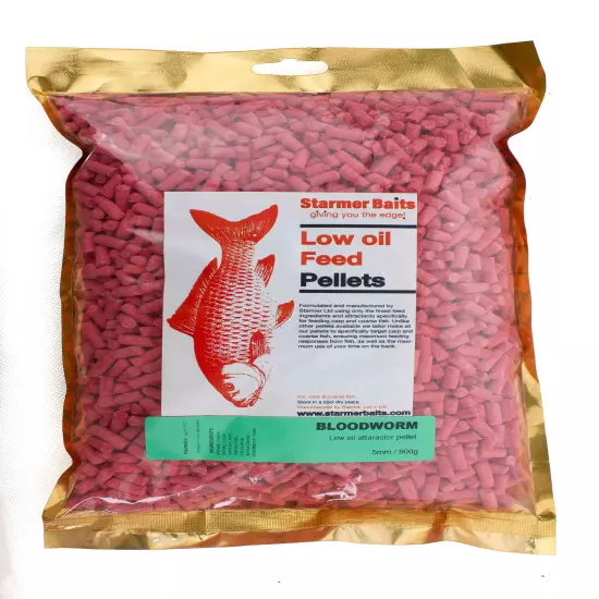 Bloodworm low oil feed pellets for carp and coarse fishing 5mm