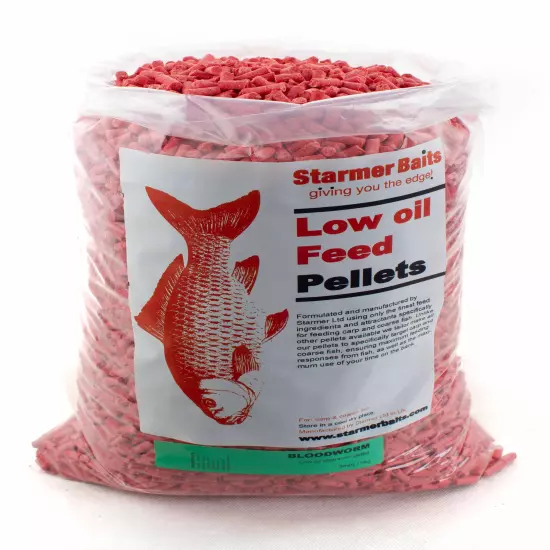 Bloodworm low oil feed pellets for carp and coarse fishing 5mm