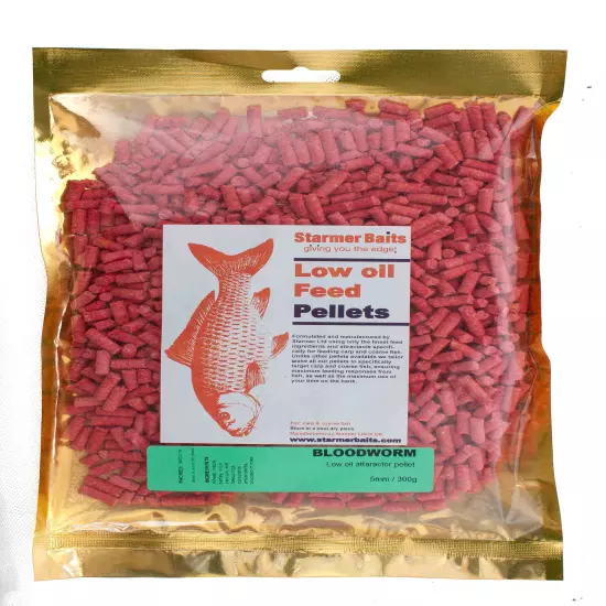 Bloodworm low oil feed pellets for carp and coarse fishing 5mm