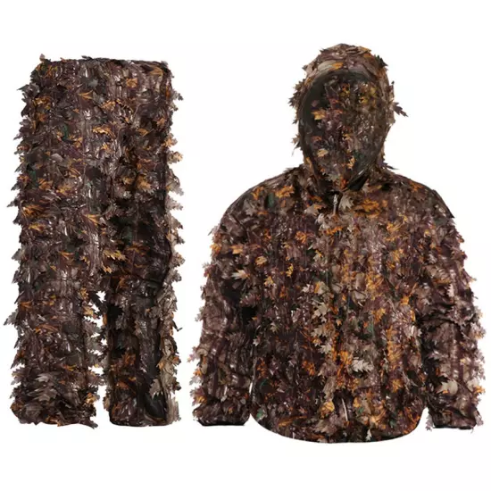 Sticky Flower Bionic Leaves Camouflage Suit Hunting Ghillie Suit Woodland C N6D1