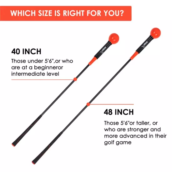 40/48" Golf Swing Trainer Aid Stick Power Strength Tempo Flex Top Training Rod