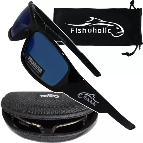 Fishoholic Polorized UV400 Sunglasses w/Case Camo Amber Blue Black Ice Silver